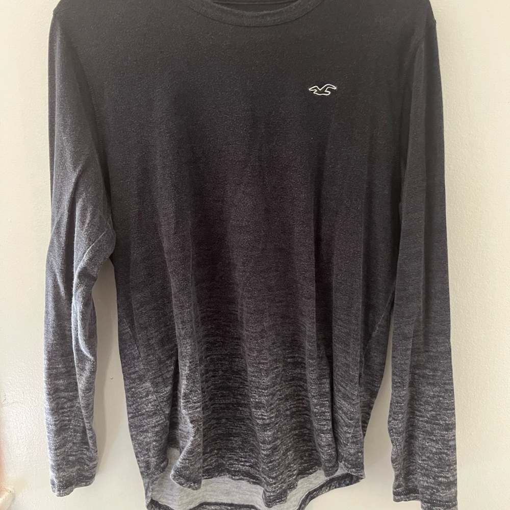 Hollister Black and Gray Ombre Long Sleeve Tee
